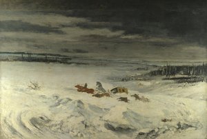 De diligence in de sneeuw, 1860 door Gustave Courbet