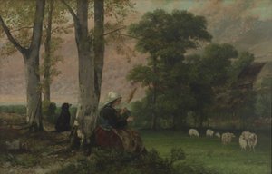 De herderin (De Bretonse Spinner) door Gustave Courbet