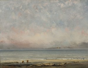 Het strand van Trouville, ca. 1865 door Gustave Courbet