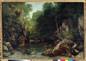 De bedekte stroom, bekend als de ingang van de Vallee du Puits-Noir, Doubs: Effect van schemering door Gustave Courbet
