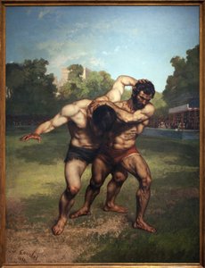 Worstelaars door Gustave Courbet