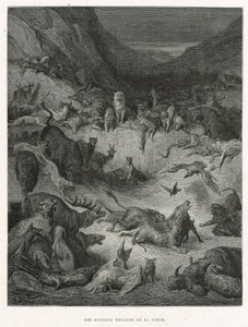 Dieren ziek van de pest door Gustave Dore