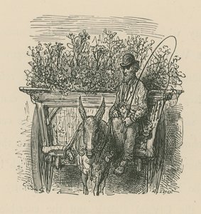 Een man die een kar met planten en bloemen bestuurt door Gustave Dore