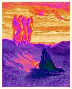 Abraham en de drie engelen, illustratie uit 