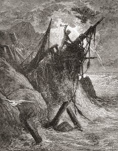 Naar een origineel werk van Gustave Dore voor het boek De Werklieden van de Zee door Victor Hugo. Uit Leven en Herinneringen van Gustave Dore, gepubliceerd 1885. door Gustave Dore