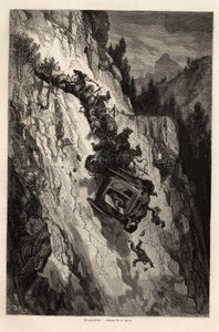 Een ongeluk met een diligence. Illustratie van Gustave Dore