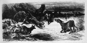 Zieke dieren van de pest. Fabels van Jean de La Fontaine (1621-95). Illustratie door Gustave Dore door Gustave Dore