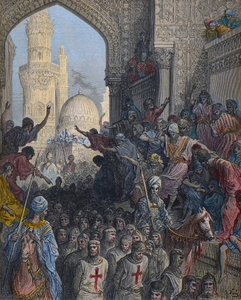 Aankomst in Caïro van Minieh-gevangenen - Zevende Kruistocht 1248-1254, geleid door Saint Louis