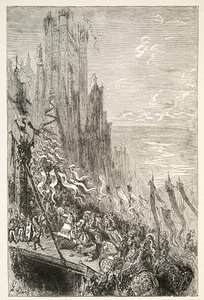 In de Stad van de Gravin van de Fontein, uit Verhalen van de Dagen van Koning Arthur door Charles Henry Hanson, pub.1898