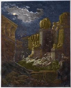 Babylon in puin - De val van Babylon - Babylon in puin (visioen van Johannes) - Gravure in 