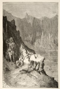 Balin Doodt Sir Lanceor, uit Verhalen van de Dagen van Koning Arthur door Charles Henry Hanson, pub.1898