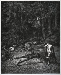 Bivak in het bos - Betoverd door de schoonheid van de plek besloten ze daar de uren van de siësta door te brengen - uit 