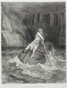 Charon, de veerman van de hel, uit De Goddelijke Komedie (Inferno) door Dante Alighieri gegraveerd door Stephane Pannemaker door Gustave Dore