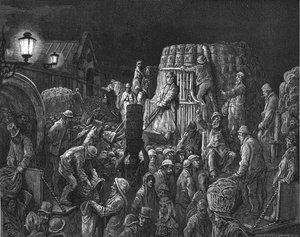 Covent Garden Market - Vroeg in de ochtend, 1872 door Gustave Dore