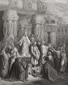 Cyrus Herstelt de Vaten van de Tempel, illustratie uit Dore