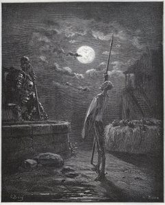 Don Quichot waakt over zijn wapens - uit "Don Quichot de la Mancha" door Miguel Cervantes