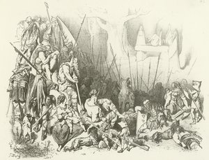 Druïdenaanbidding - Een mensenoffer (gravure)