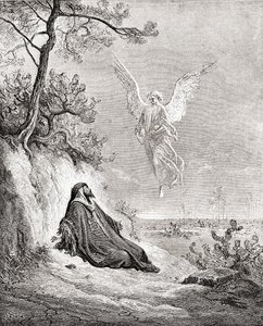 Elia gevoed door een engel. Naar een werk uit de Bijbel van Gustave Doré. Uit Leven en Herinneringen van Gustave Doré, gepubliceerd in 1885.