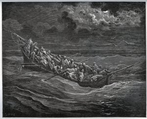 Ontsnapping van Zoraide met de gevangene in de boot vol ontsnappers van Algiers naar Spanje - uit 