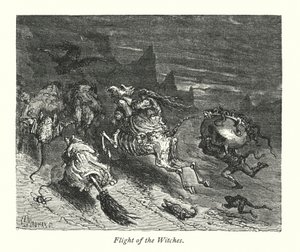 Vlucht van de heksen (gravure) door Gustave Dore