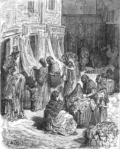Gloucester Street, New Cut-Old Clothes Mart, 1872 door Gustave Dore