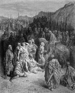 Godefroi ontmoet de overblijfselen van Peters leger - gravure door Gustave Doré door Gustave Dore