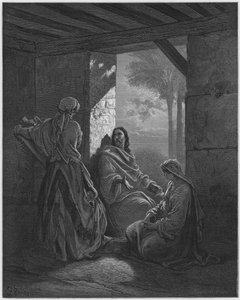 Gustave Dore Bijbel: Jezus in het huis van Martha en Maria