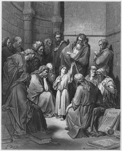 Gustave Doré Bijbel: Jezus met de dokters door Gustave Dore