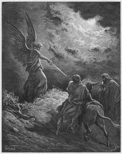 Gustave Dore Bijbel: De engel verschijnt aan Bileam