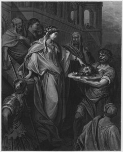 De dochter van Herodes ontvangt het hoofd van Johannes de Doper door Gustave Dore