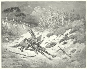 Don Quichot van Gustave Doré: "Ach! waar ben je, lieve dame, dat je niet om mijn verdriet treurt?" door Gustave Dore