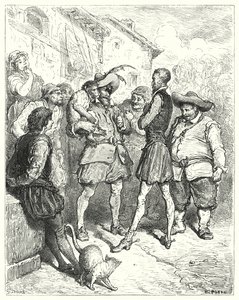 Don Quichot van Gustave Doré: "Bij deze woorden stond Don Quichot verbaasd" door Gustave Dore
