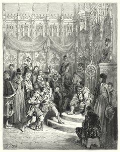 Gouverneur Sancho Panza die recht spreekt door Gustave Dore