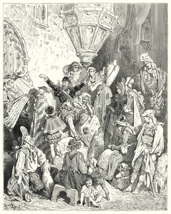 Er was geen land op het aardoppervlak dat hij niet had gezien, noch een gevecht waarin hij niet had deelgenomen (gravure) door Gustave Dore