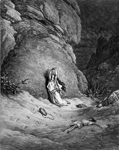 Hagar en Ismaël, gravure door Doré door Gustave Dore
