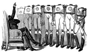 Geschiedenis van Heilig Rusland. Nicolaas I houdt een toespraak voor de Garde, 1854