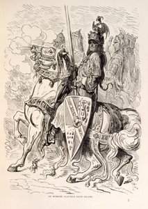 Illustratie van Roland te paard, uit La legende de Croque-Mitaine door Gustave Dore