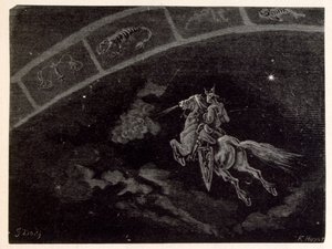 Illustratie van het sterrenbeeld Schorpioen. uit La légende de Croque-Mitaine. door Gustave Dore