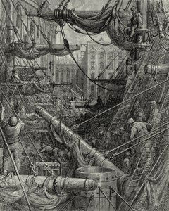 In de Londense dokken. Gravure: Gustave Doré. Uit: "London - A Pilgrimage", tekst door W. B. Jerrold, gegraveerd door C. Maurant, 1872. door Gustave Dore