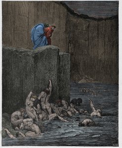 Inferno, Canto 18: Hoeren en vleiers in de achtste cirkel, illustratie uit "De Goddelijke Komedie" door Dante Alighieri, 1885