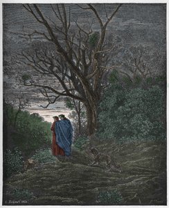 Inferno, Canto 1: De wolvin verschijnt, illustratie uit "De Goddelijke Komedie" door Dante Alighieri, 1885 door Gustave Dore