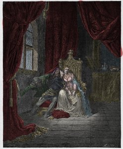 Inferno, Canto 5: Paolo en Francesca, illustratie uit "De Goddelijke Komedie" door Dante Alighieri, 1885