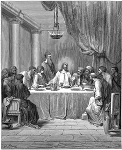 Jezus en zijn discipelen bij het Laatste Avondmaal, 1866 door Gustave Dore