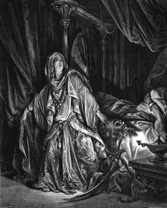 Judith op het punt het hoofd van Holofernes af te hakken, 1866 door Gustave Dore