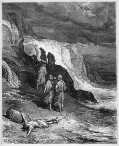 Jupiter en de passagier - uit "Fabels" van Jean de La Fontaine door Gustave Dore