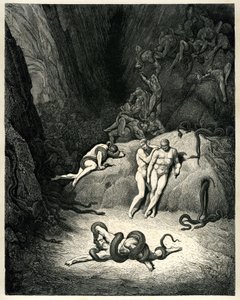 De Hel (La divina commedia) door Dante Alighieri geïllustreerd door Gustave Dore. Editie Hachette 1861. Franse vertaling door Pier-Angelo Fiorentino door Gustave Dore
