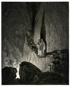 De Hel (La divina commedia) door Dante Alighieri geïllustreerd door Gustave Doré. Editie Hachette 1861. Franse vertaling door Pier-Angelo Fiorentino. E