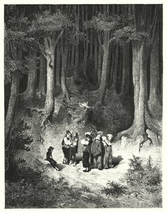 Klein Duimpje (gravure) door Gustave Dore