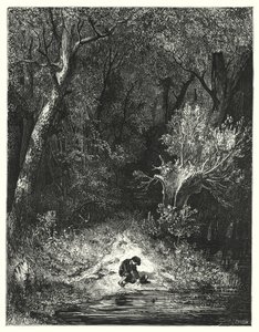 Klein Duimpje (gravure) door Gustave Dore