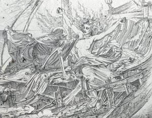 Leven en Dood loten het lot van de bemanning. door Gustave Dore